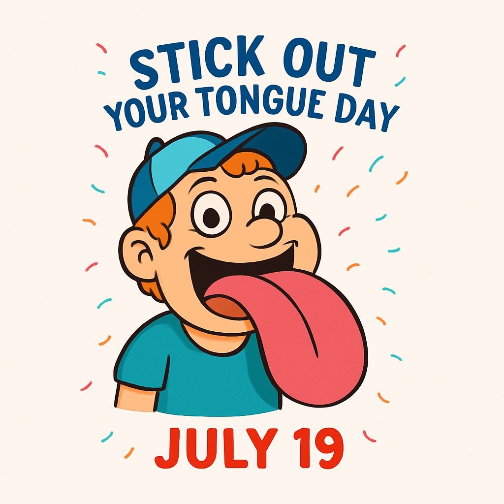 Cheerful Cartoon Boy with Exaggerated Tongue Day Sticker