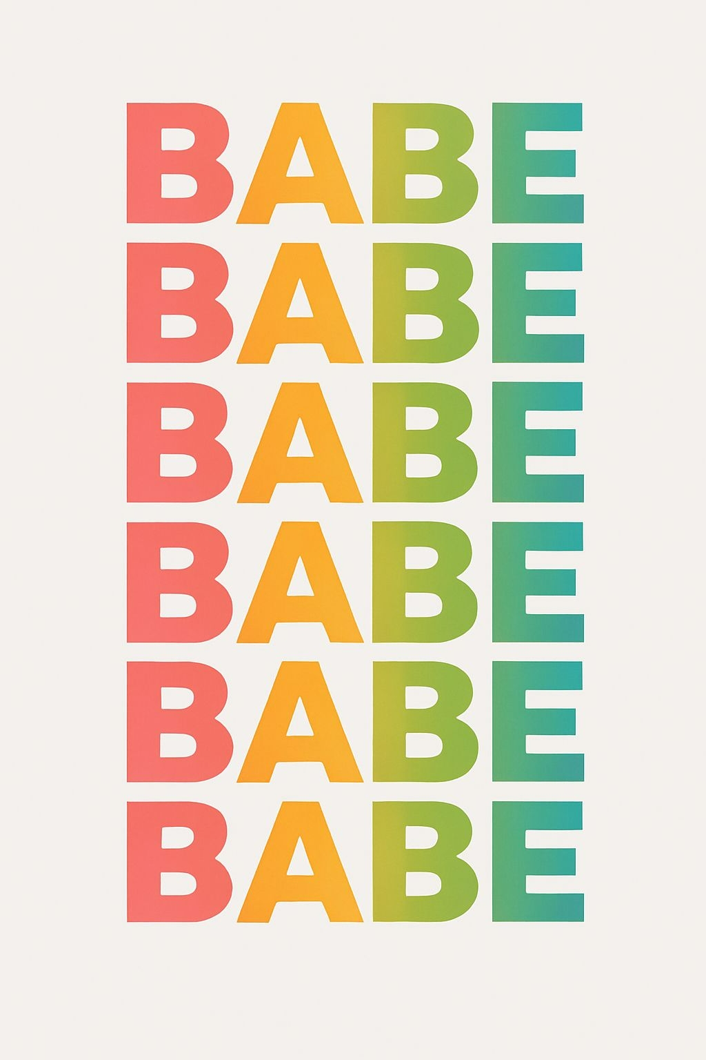 Colorful Gradient Babe Typography Minimalist T-Shirt