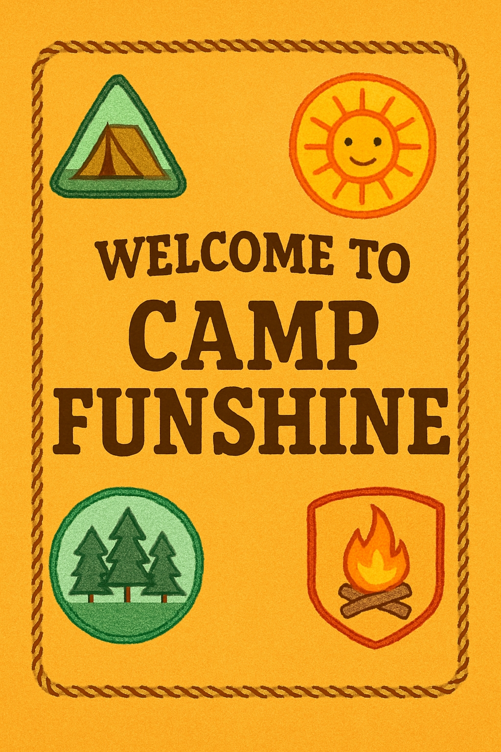 Vibrant Welcome to Camp Funshine Poster with Outdoor Designs Event Sign
