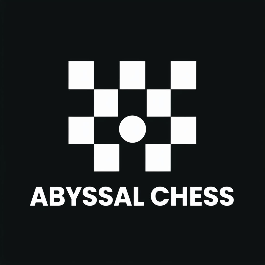 Minimalist Abyssal Chess Logo Design with Checkerboard Pattern