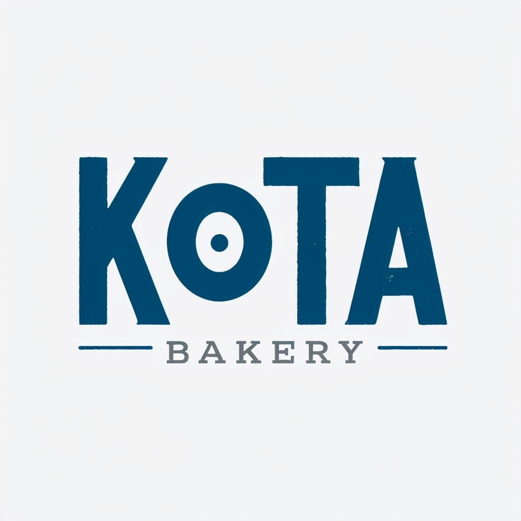 Modern Geometric KOTA Bakery Logo Design in Navy Blue