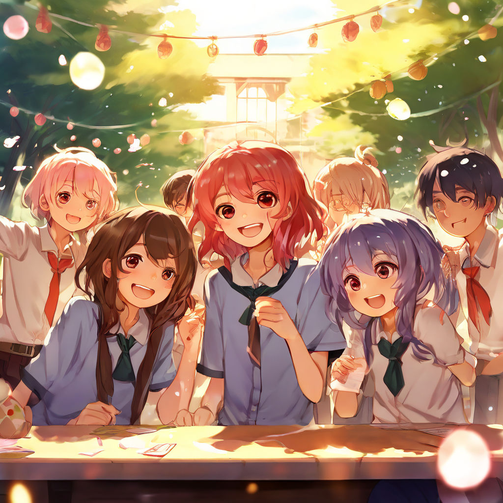 A Group of 6 very pretty anime girls with diffrent hair colors