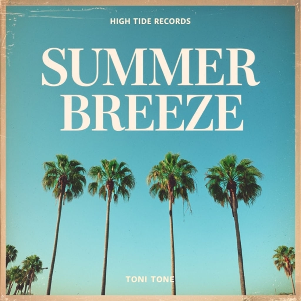 Sunny Summer Breeze Album Cover with Palm Trees and Vintage Touch ...