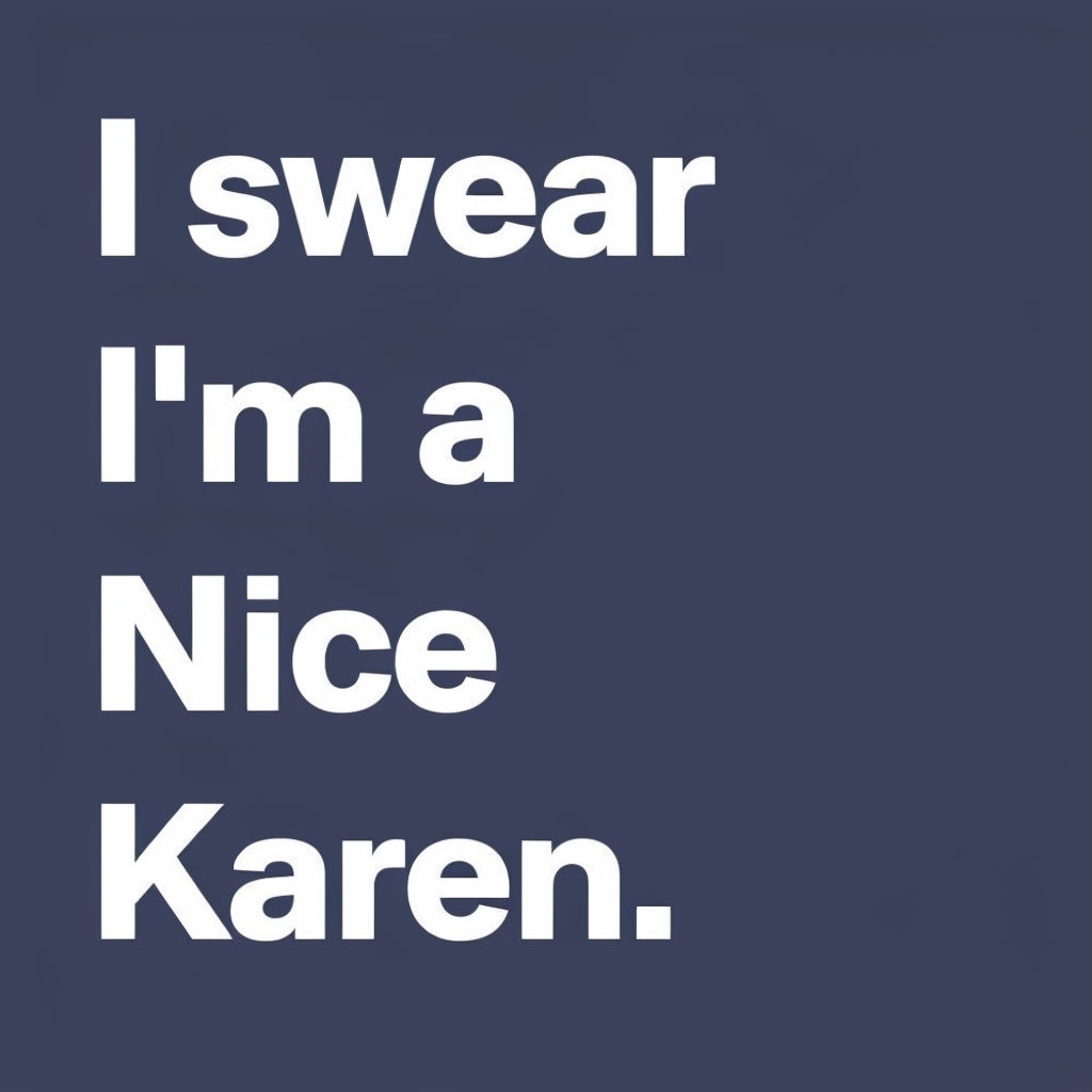 I Swear I'm a Nice Karen Minimalist Text T-Shirt