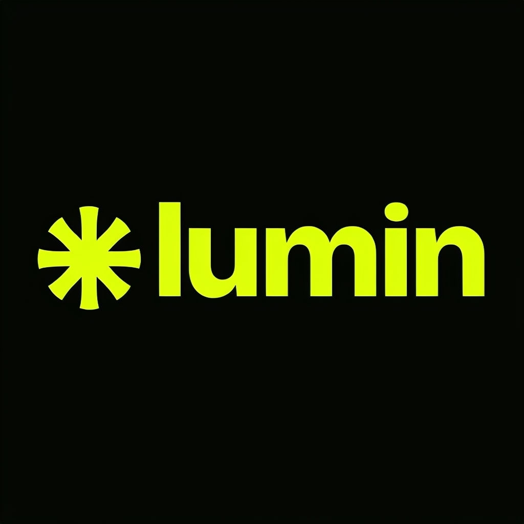 Minimalist Neon Yellow Lumin Logo on Black Background Logo