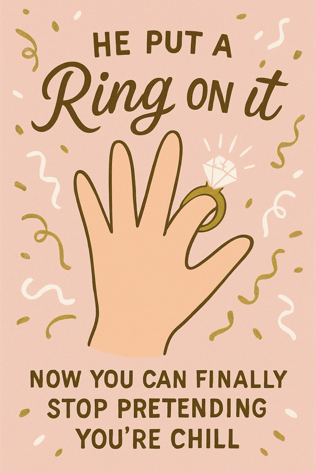 Playful Engagement Announcement Hand Illustration Card