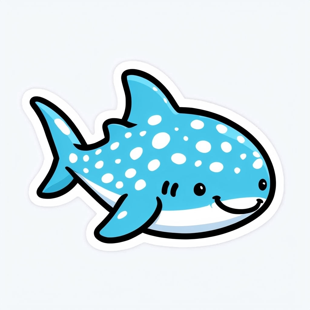 Adorable Cartoon Whale Shark Illustration Sticker