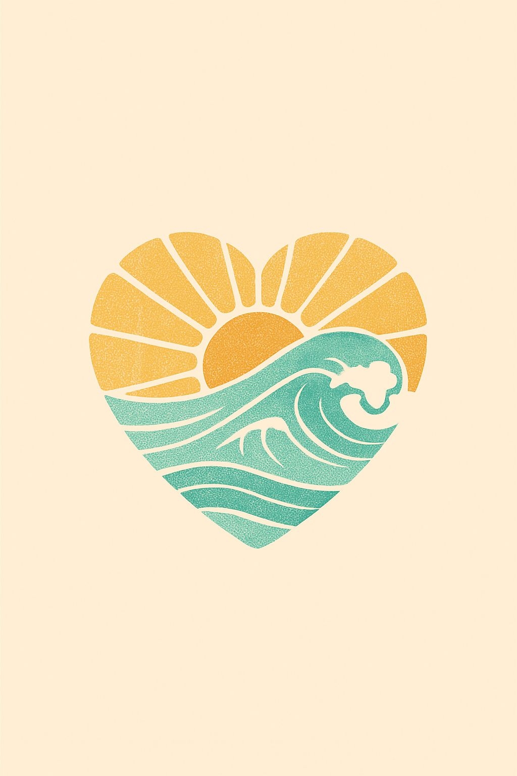 Minimalist Heart with Sun and Wave Abstract T-Shirt