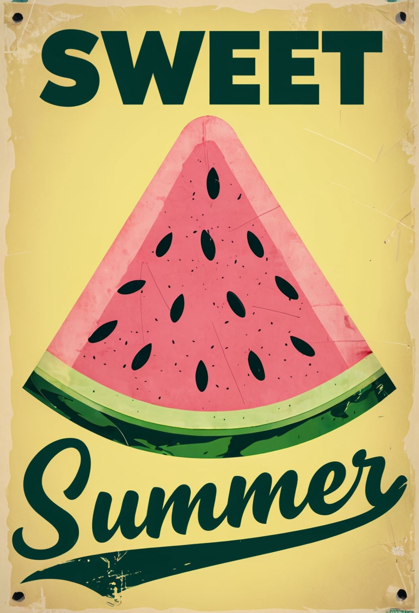 Vintage Watermelon Slice Sweet Summer Graphic