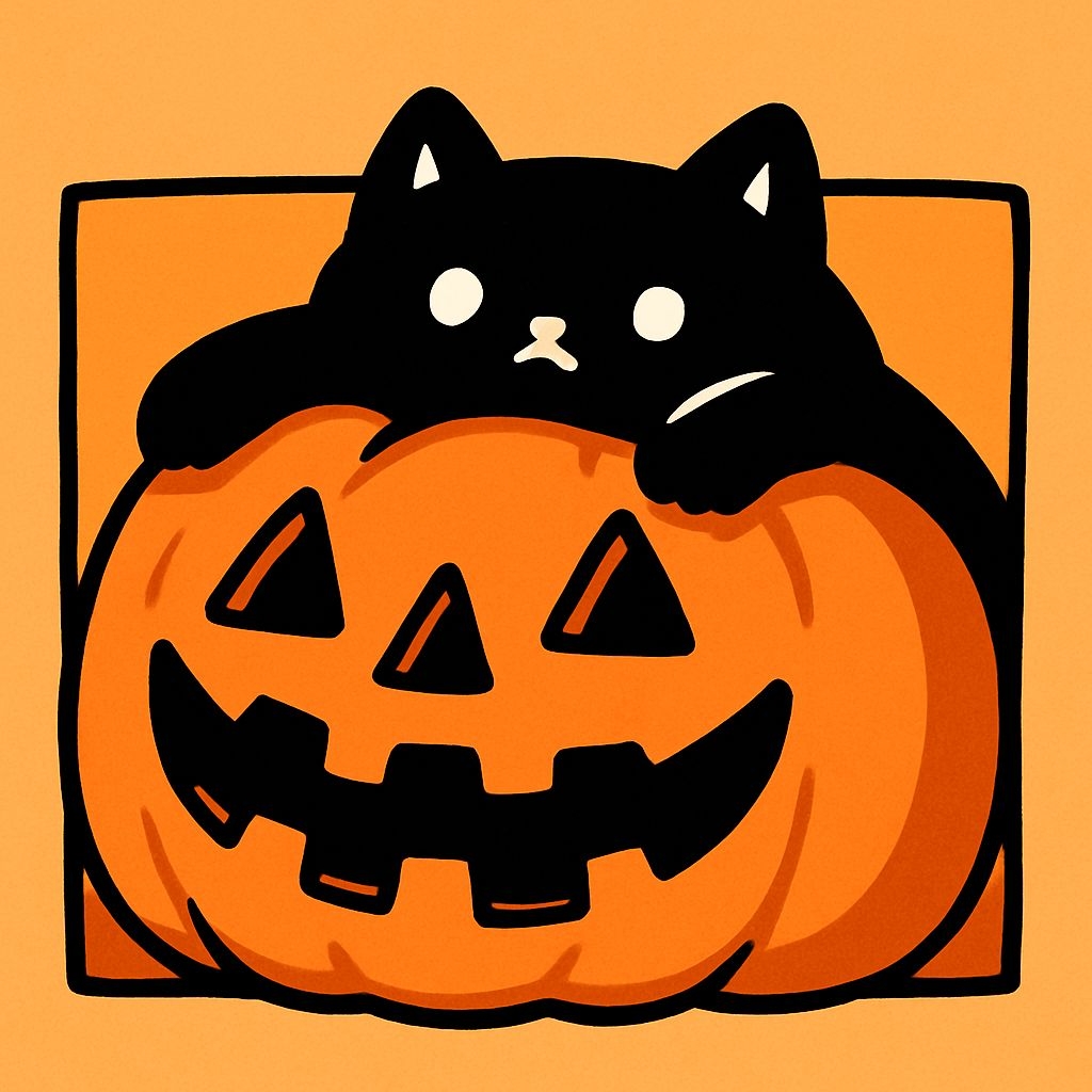 Cute Black Cat on Jack-O'-Lantern Halloween Cartoon T-Shirt