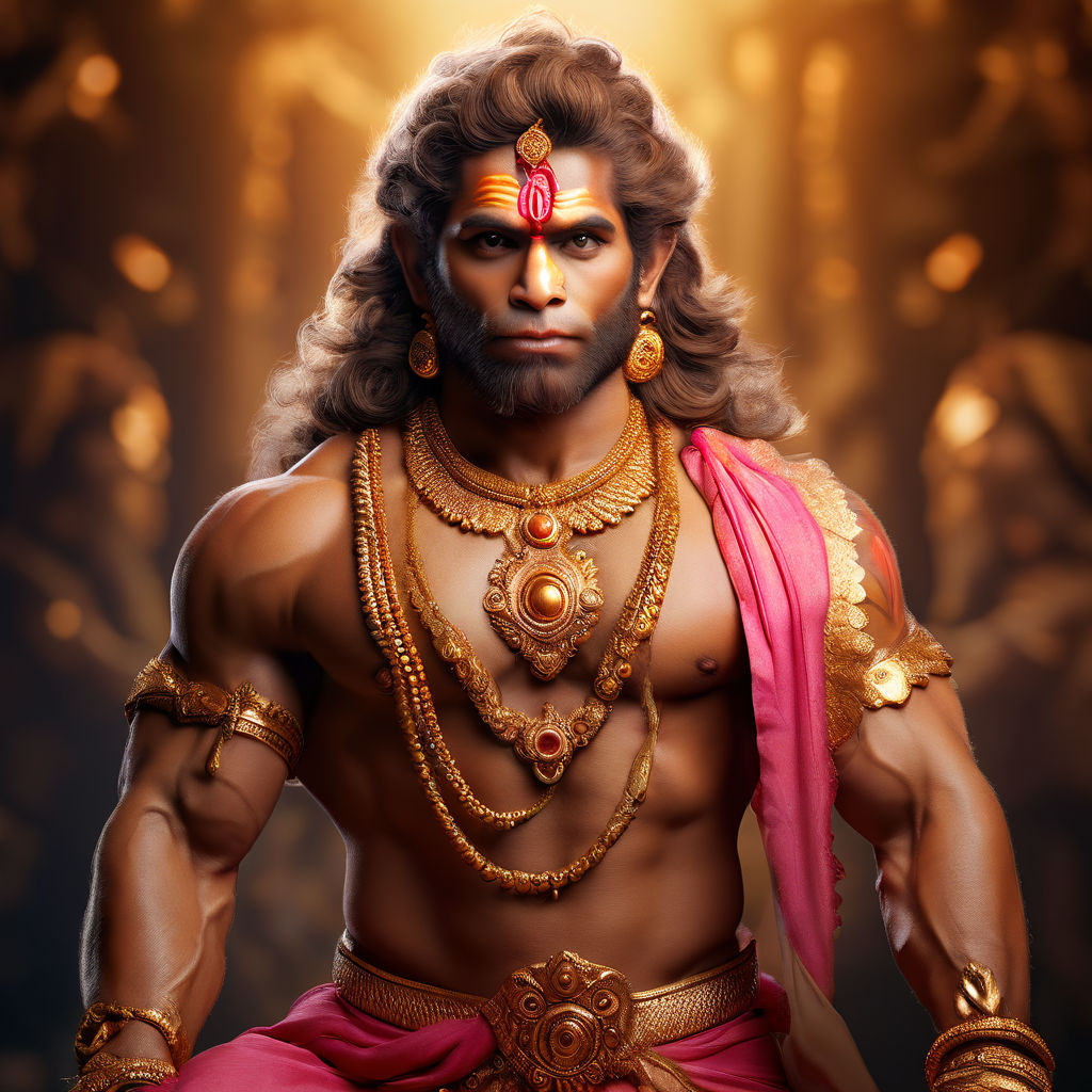 Lord Hanuman holding his weapon gadha on his right shoulder... by ...