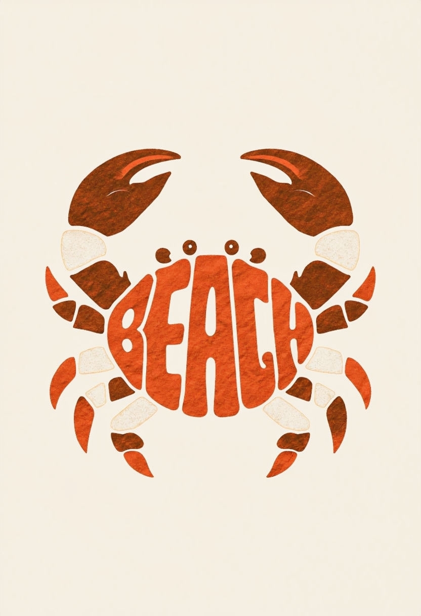 Playful Typography Beach Crab Graphic Design T-Shirt