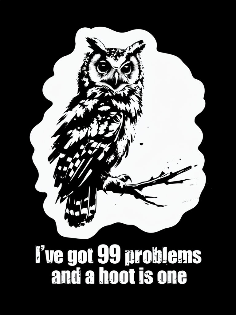 Whimsical Black and White Owl Illustration with Playful Text Poster