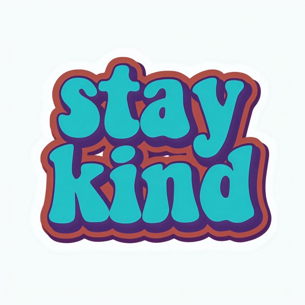 Vibrant Retro Stay Kind Typography Sticker