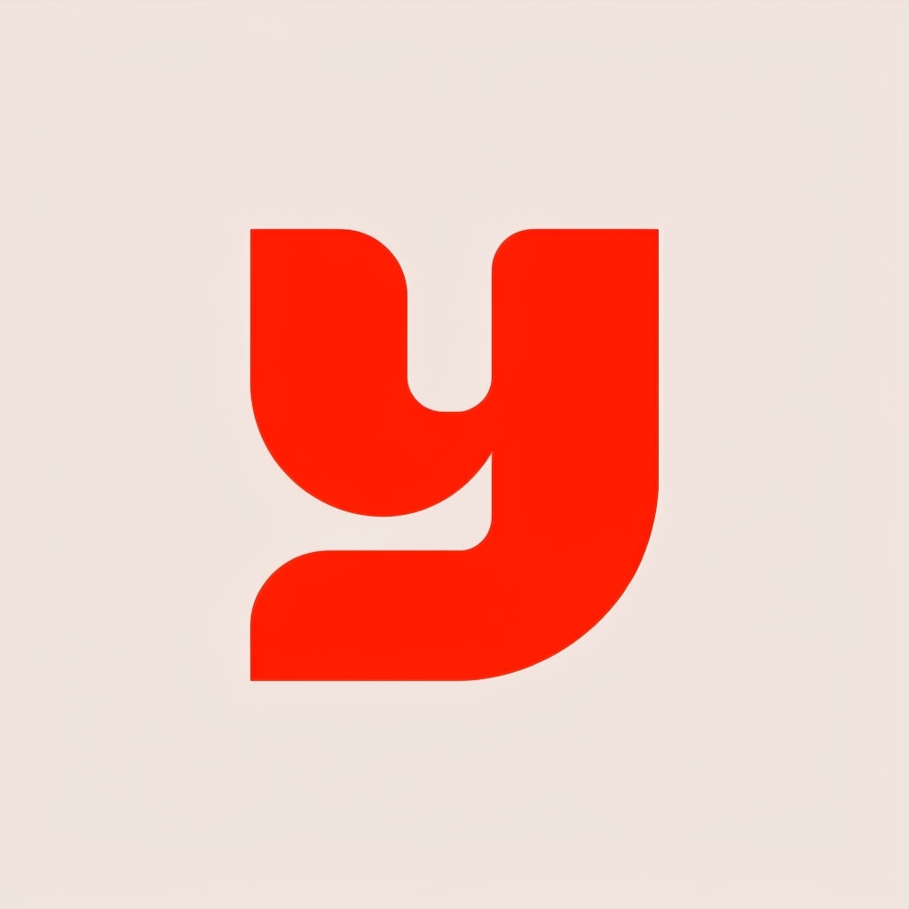 Vibrant Fire Engine Red Letter Y Minimalist Design Monogram