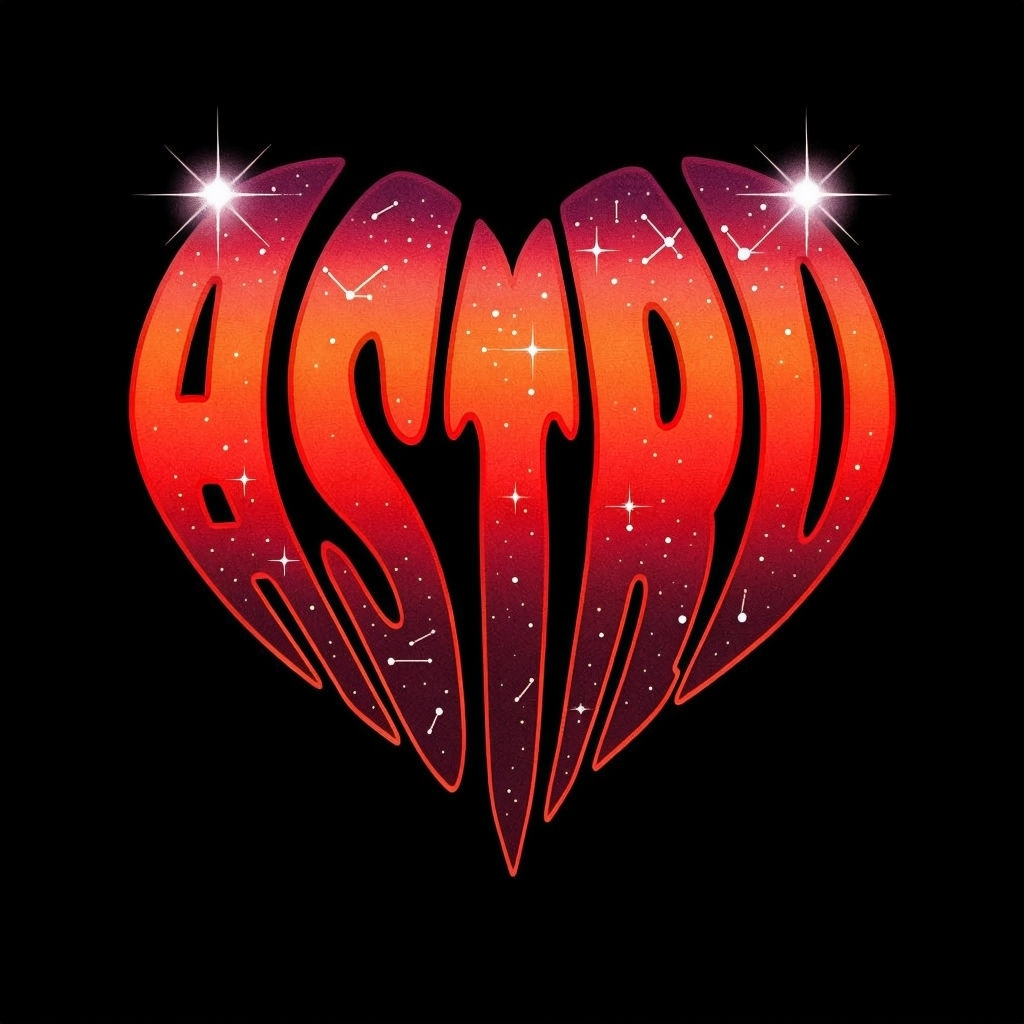 Vibrant Red and Orange Astro Heart Typography T-Shirt