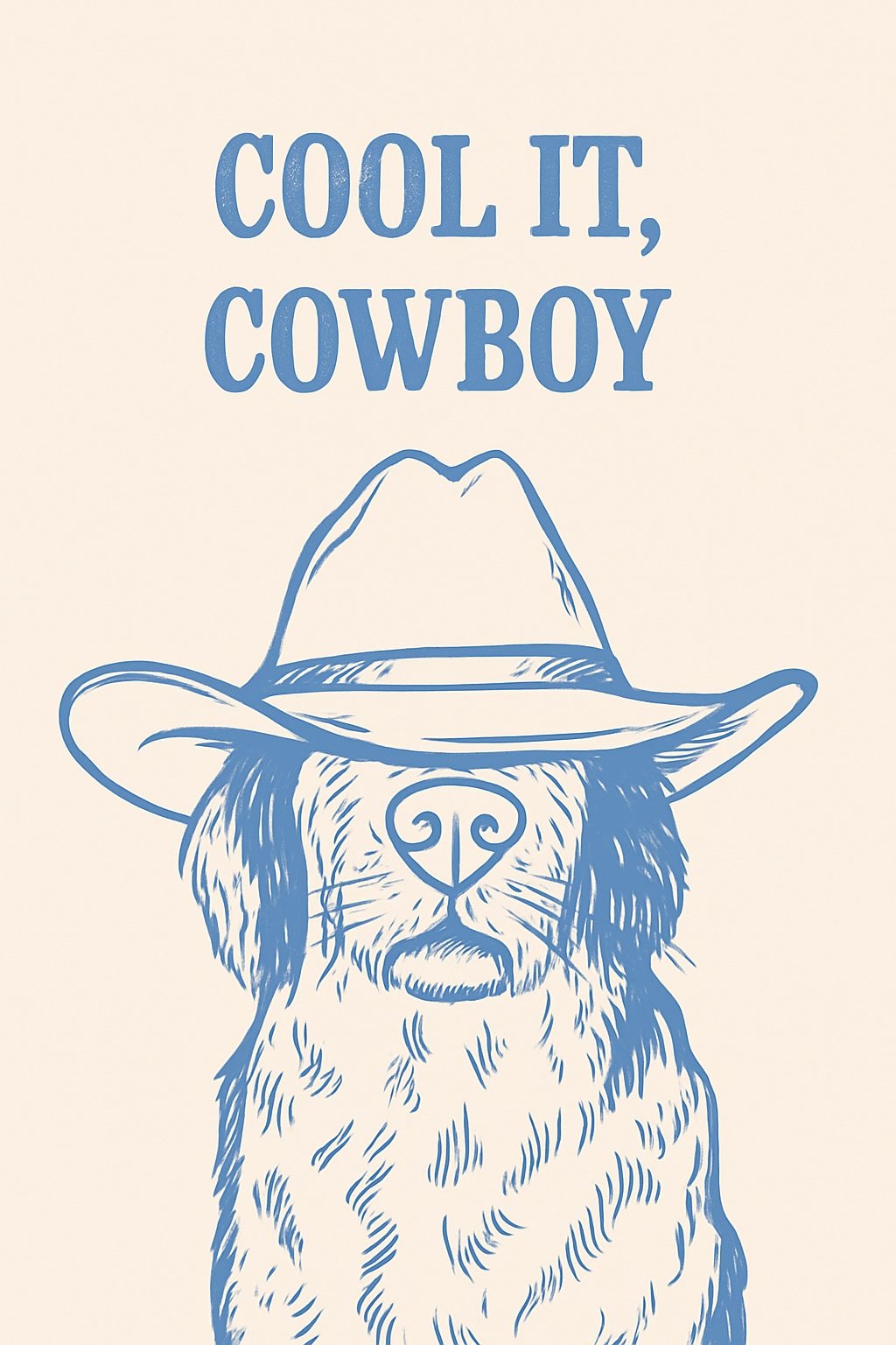 Cool It Cowboy Dog in Wide-Brimmed Hat Illustration T-Shirt