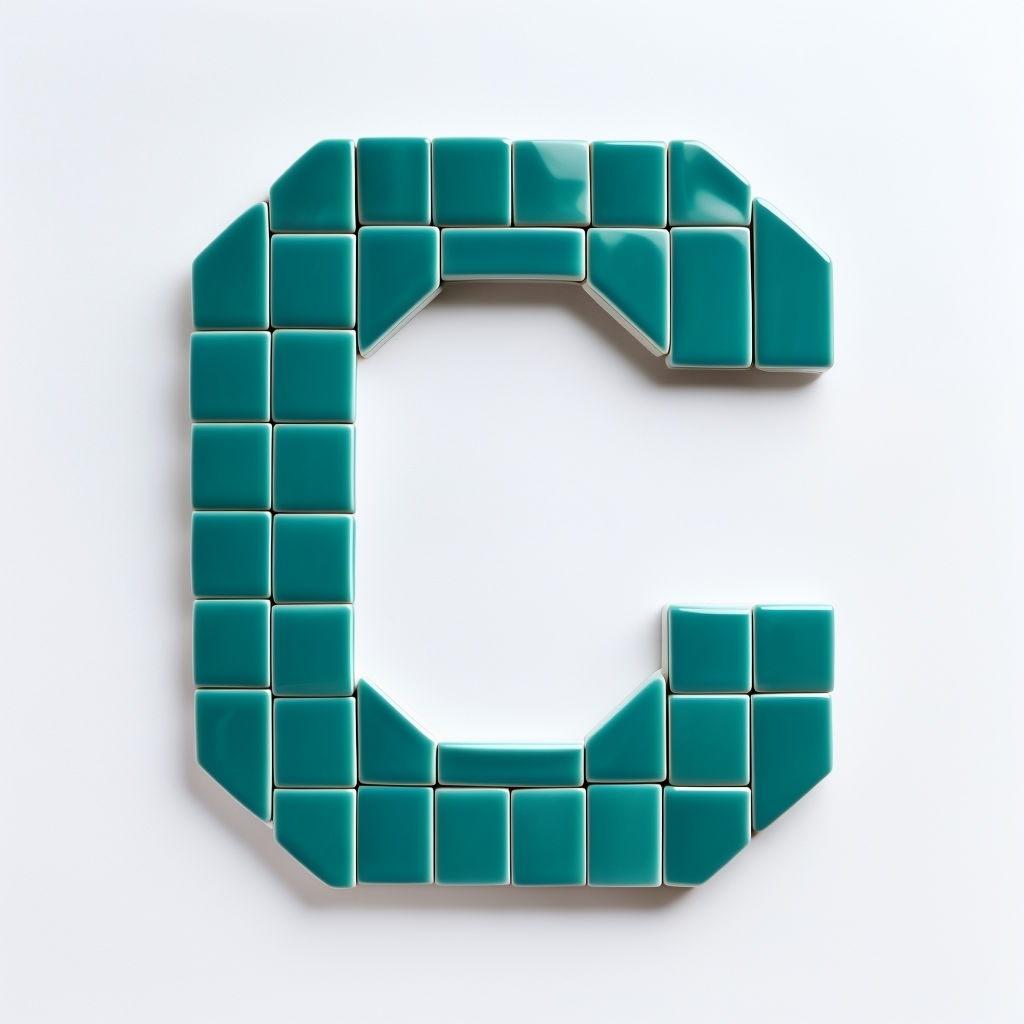 Teal Ceramic Tile Monogram Letter C Photography Artwork Monogram