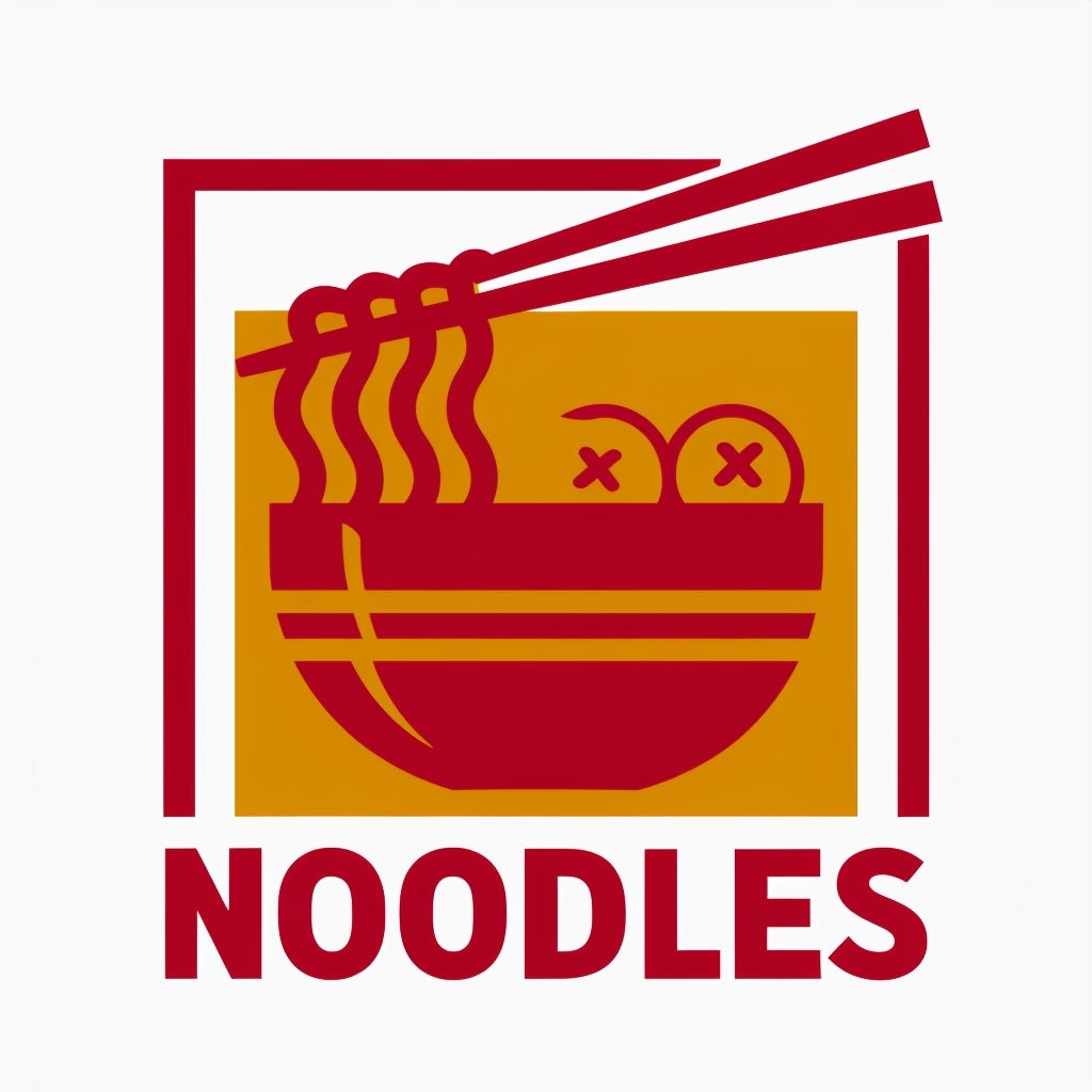 Minimalist Noodles Bowl Logo with Bold Colors and Chopsticks