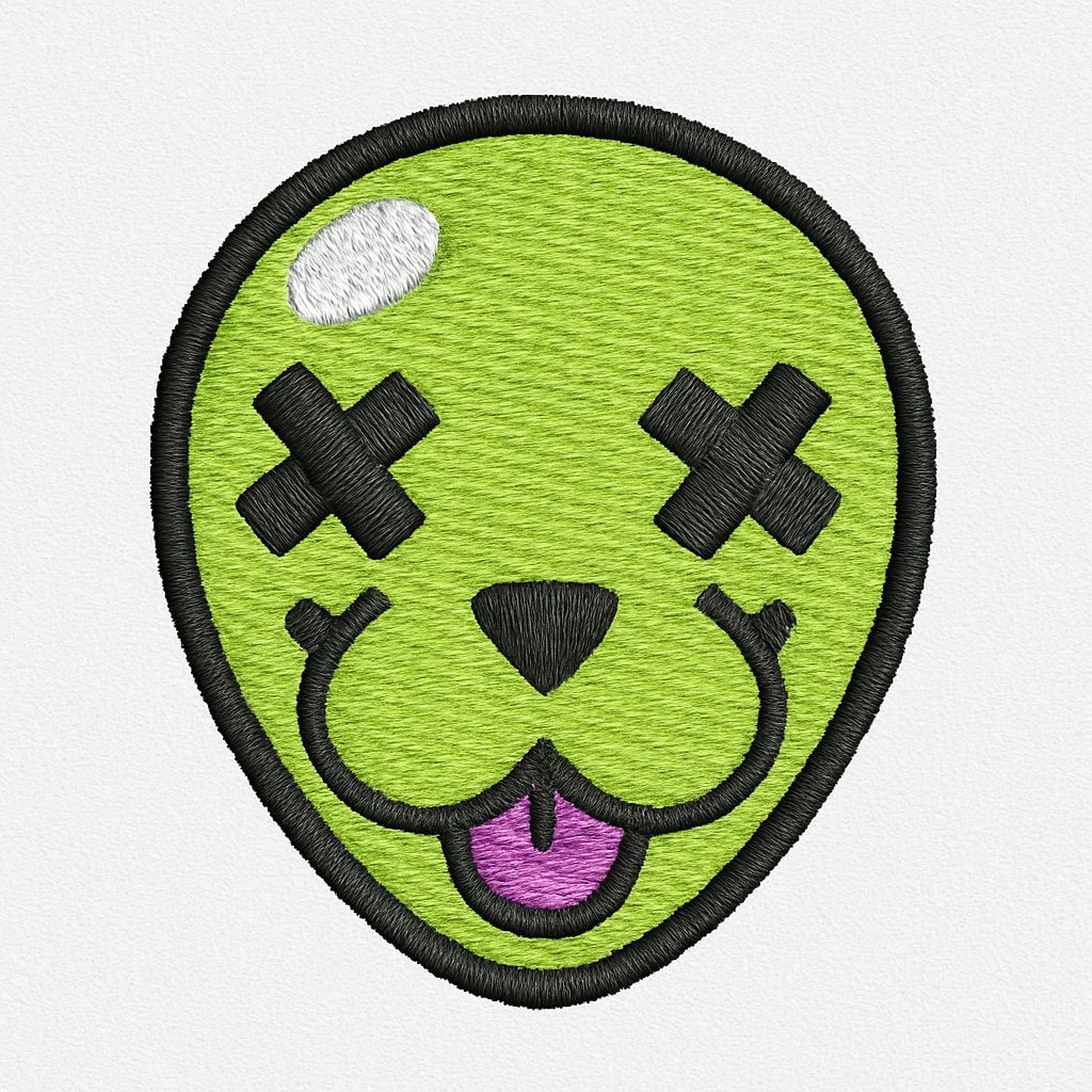 Playful Cartoon Face Embroidered Patch Design for Hats