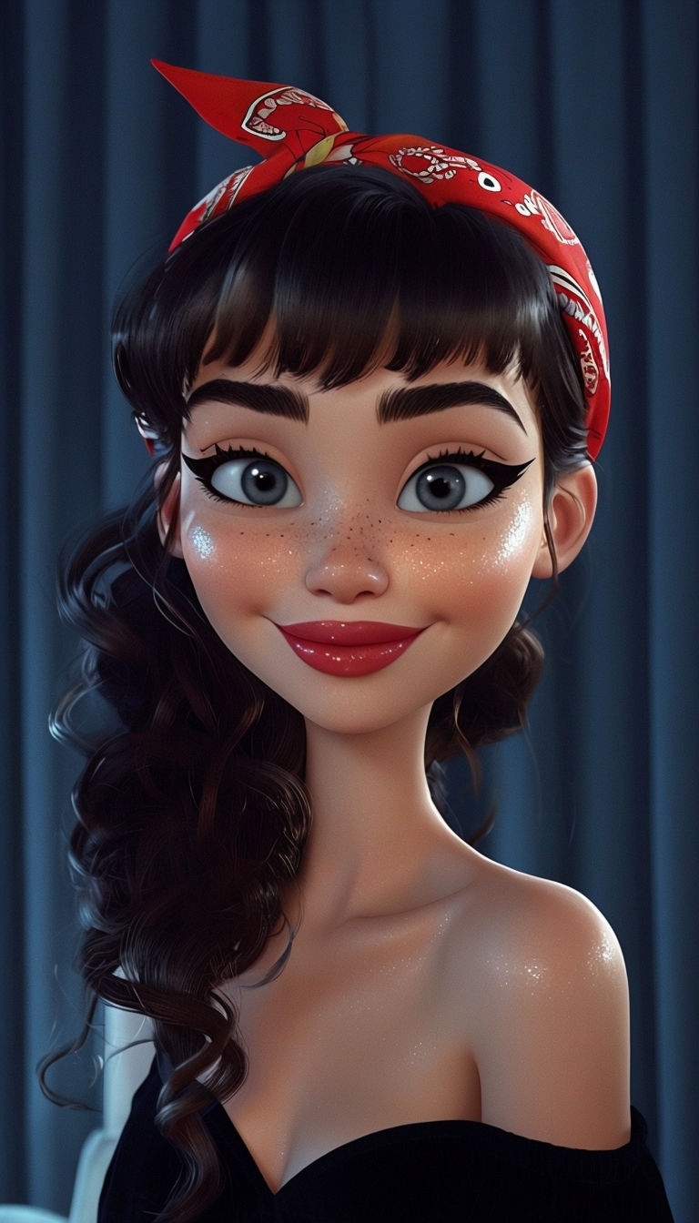 Cheerful Animated Character with Romantic Atmosphere Art