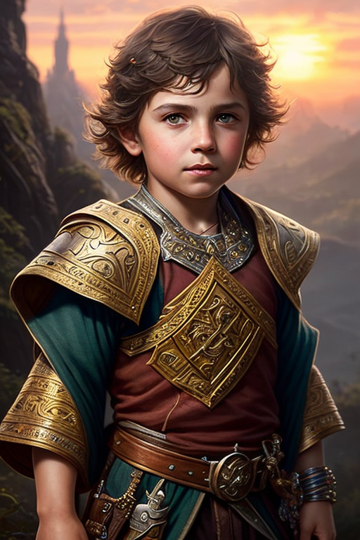 Epic portrait of fantasy dnd tiny kid boy character by George ...