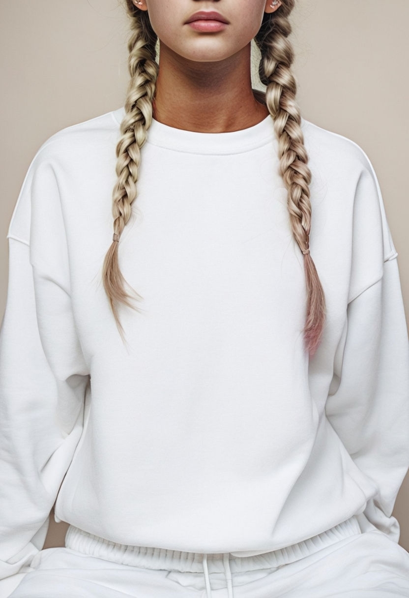 Casual Oversized White Sweatshirt Photo for Fashion Mockup