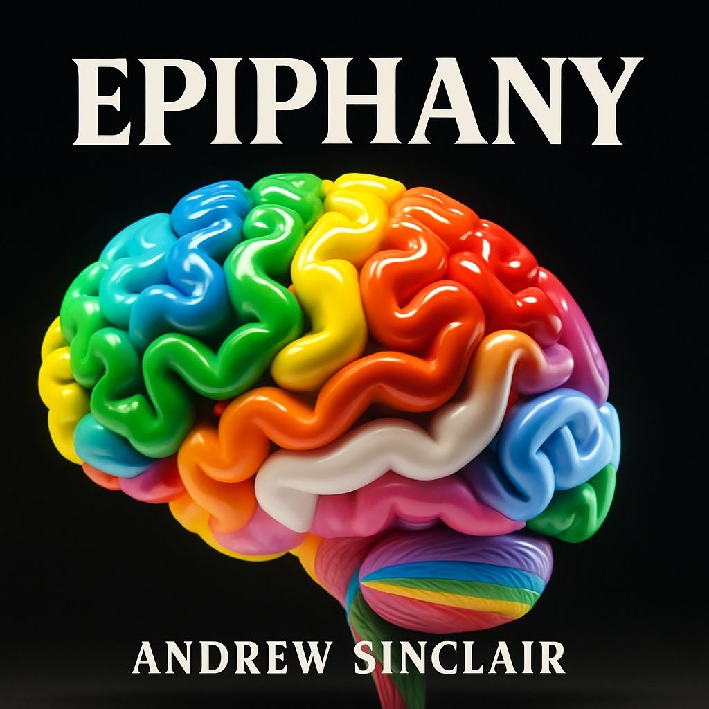 Vibrant 3D Brain Artwork with Epiphany Title for Album Cover