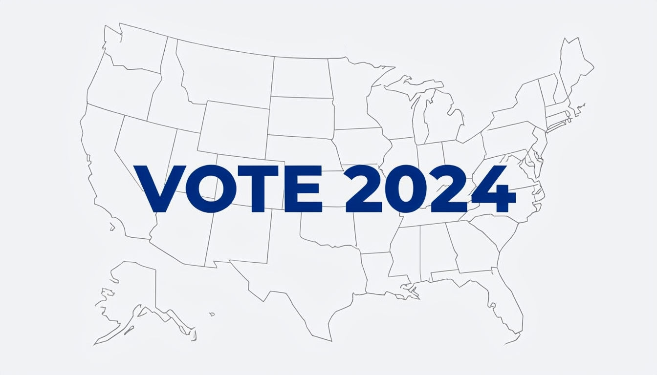 Minimalist United States Map with Vote 2024 Message Poster