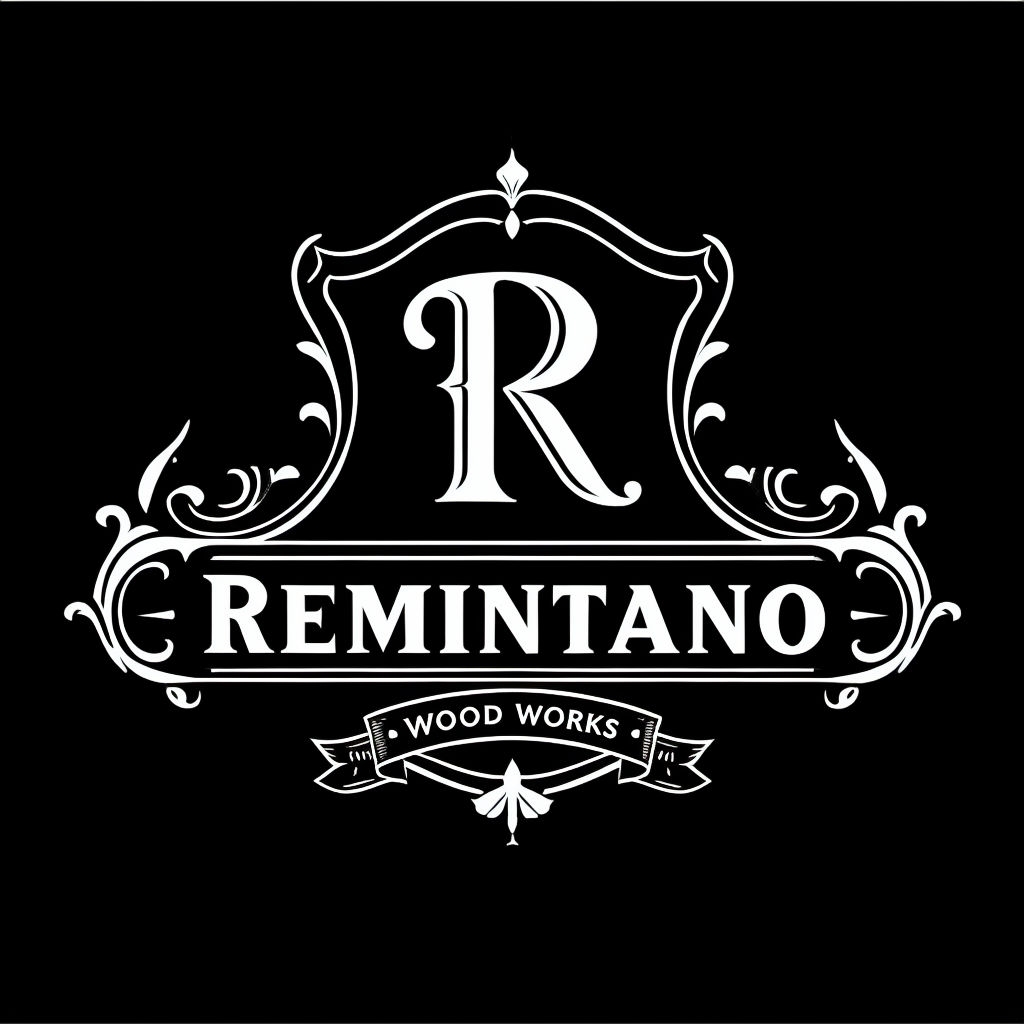 Elegant Black and White Letter R Logo Design for Remiintano Monogram