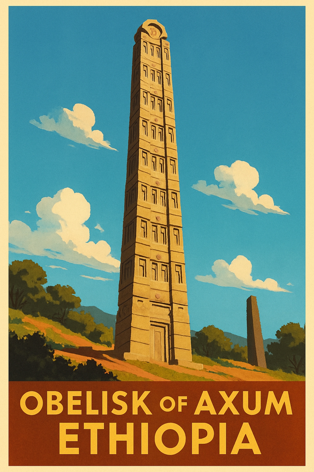 Vintage Travel Poster of the Obelisk of Axum in Ethiopia Poster