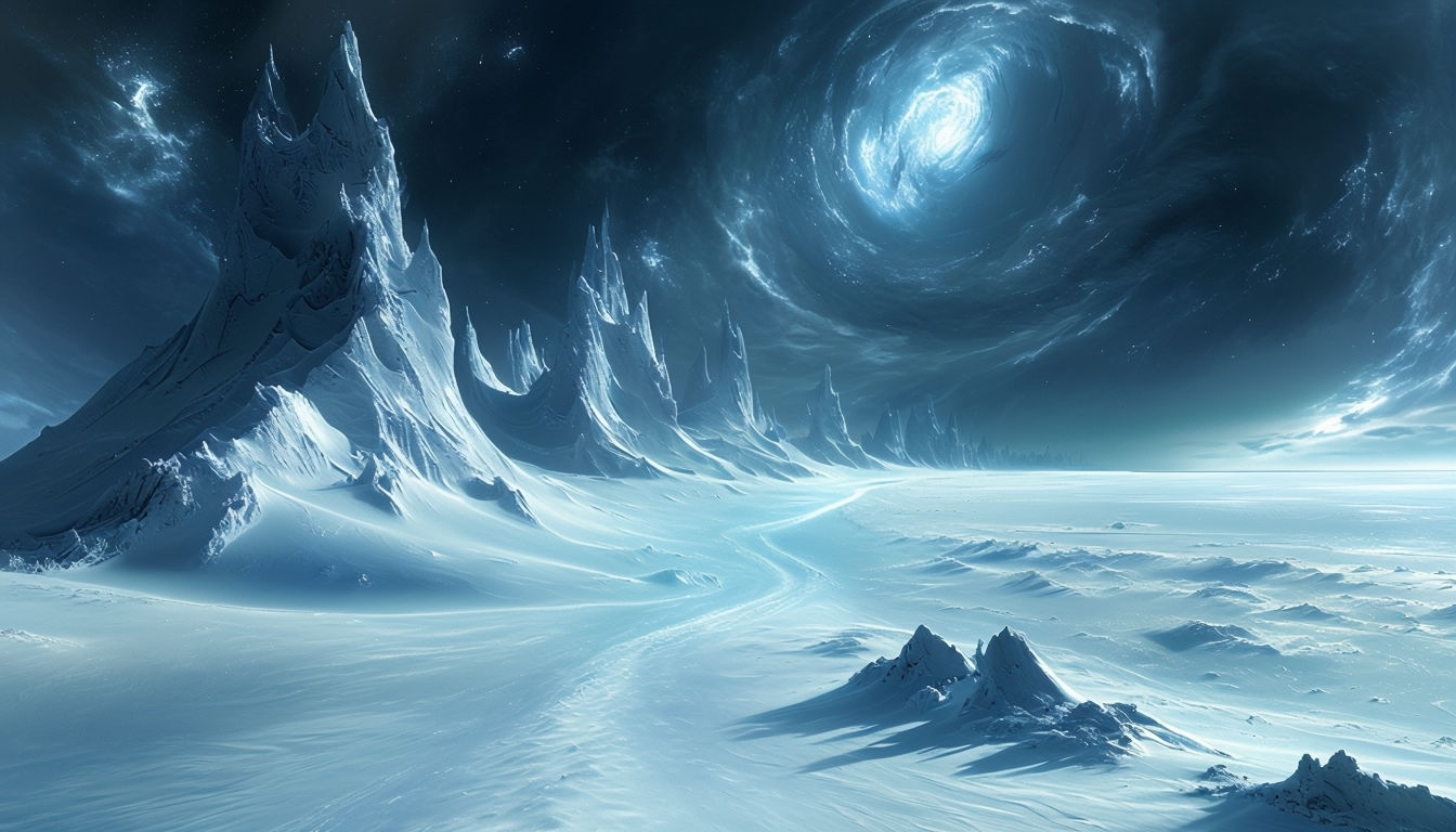 Breathtaking Extraterrestrial Landscape with Cosmic Sky Virtual Background