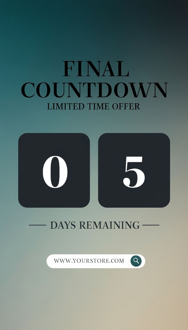 Sleek Modern Countdown Display for Limited Time Offer Social Media Post