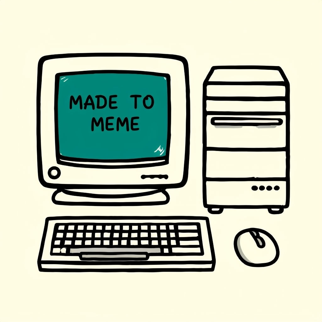 Nostalgic Cartoon Old-Fashioned Computer Setup Sticker