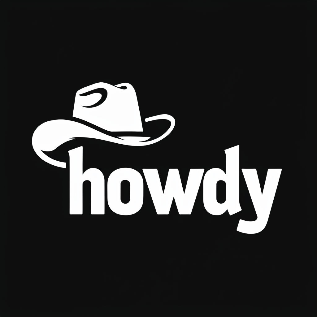 Minimalist Black and White Cowboy Hat Howdy Logo