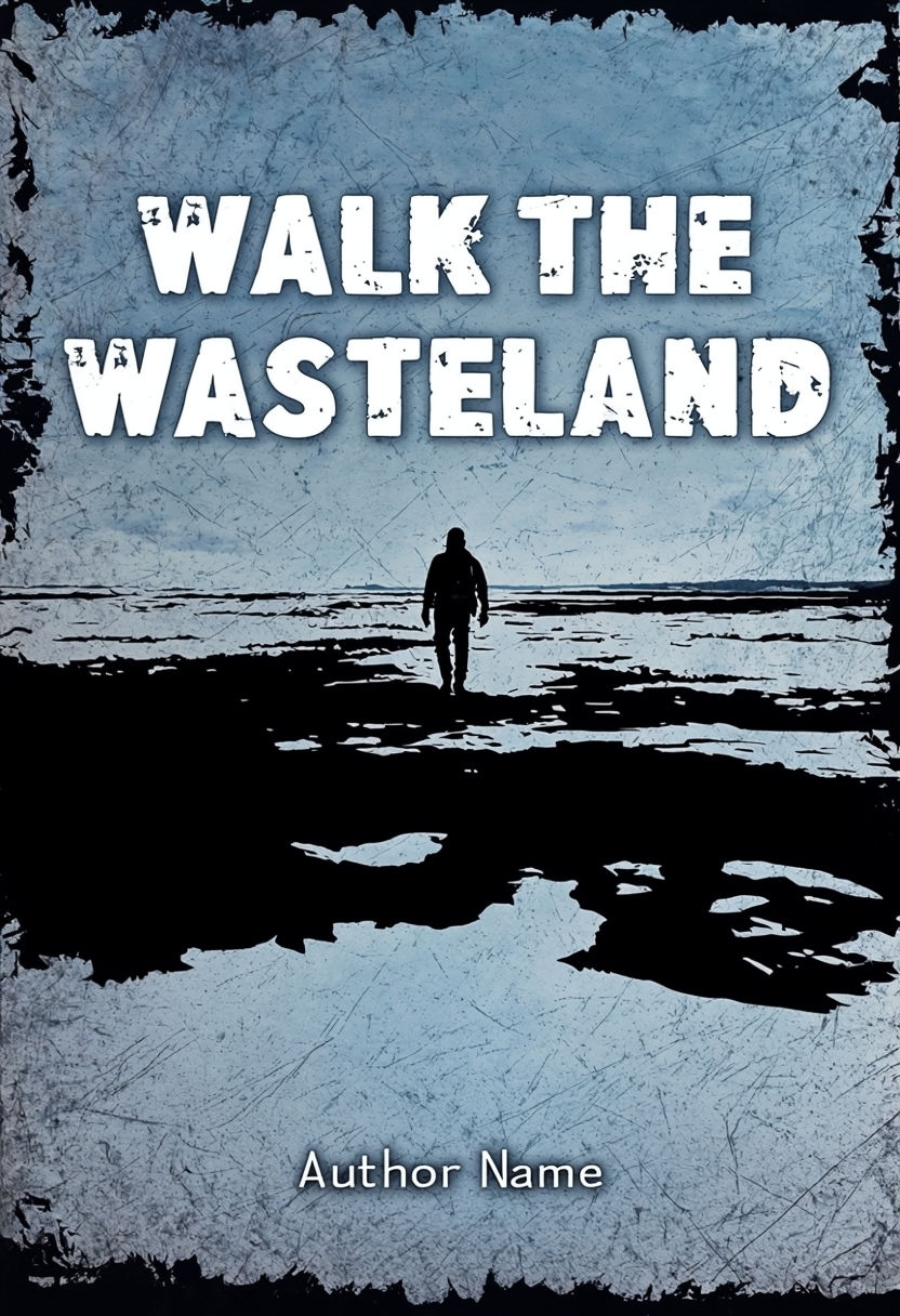 WALK THE WASTELAND Grunge EBook Cover Design with Stark Silhouette