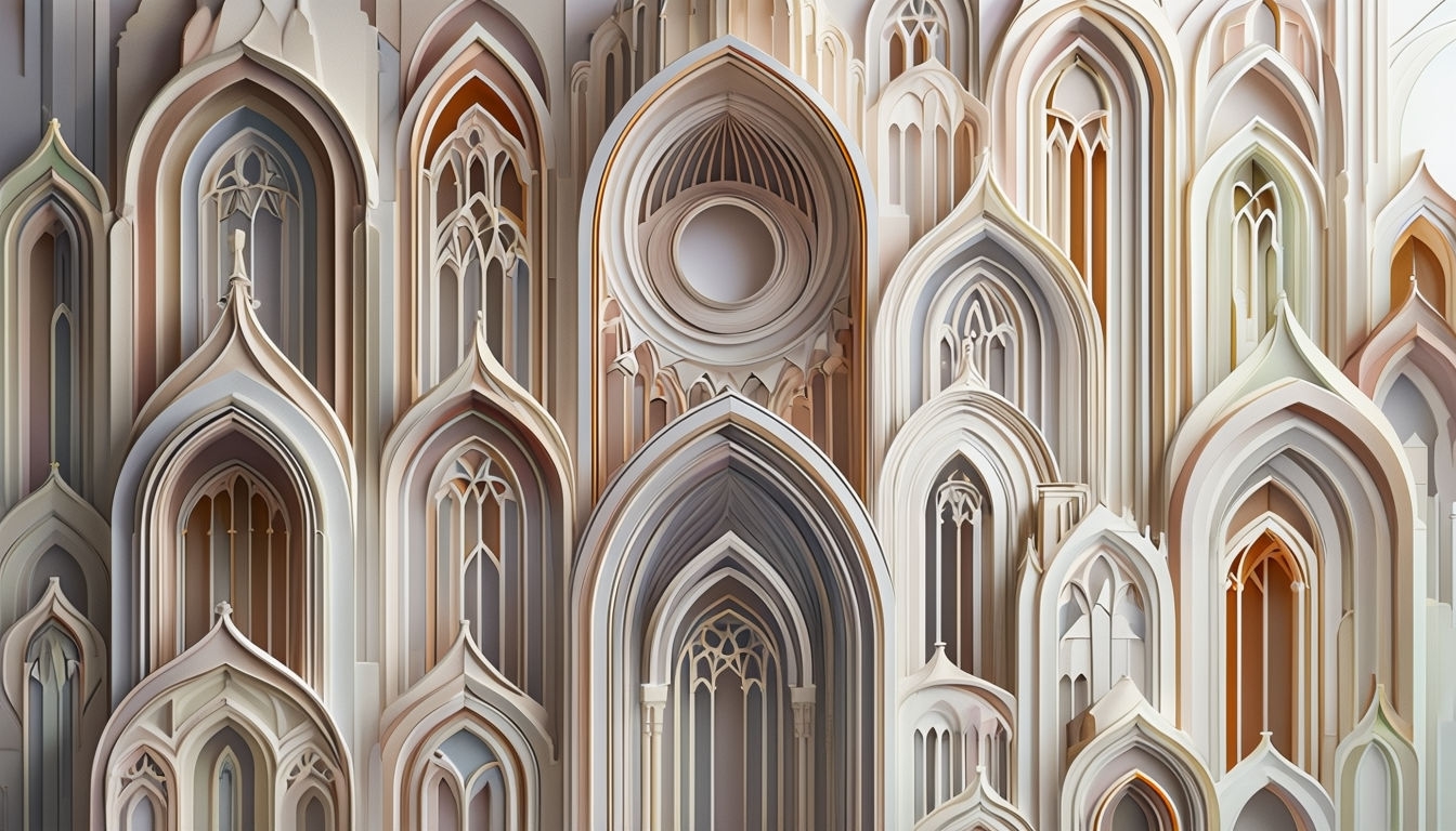 Intricate Gothic Architectural Design Digital Artwork Background