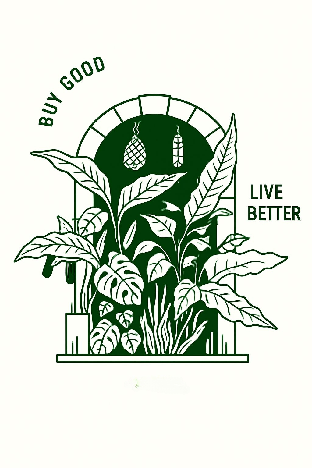 Minimalist Tropical Plants Archway T-Shirt Design