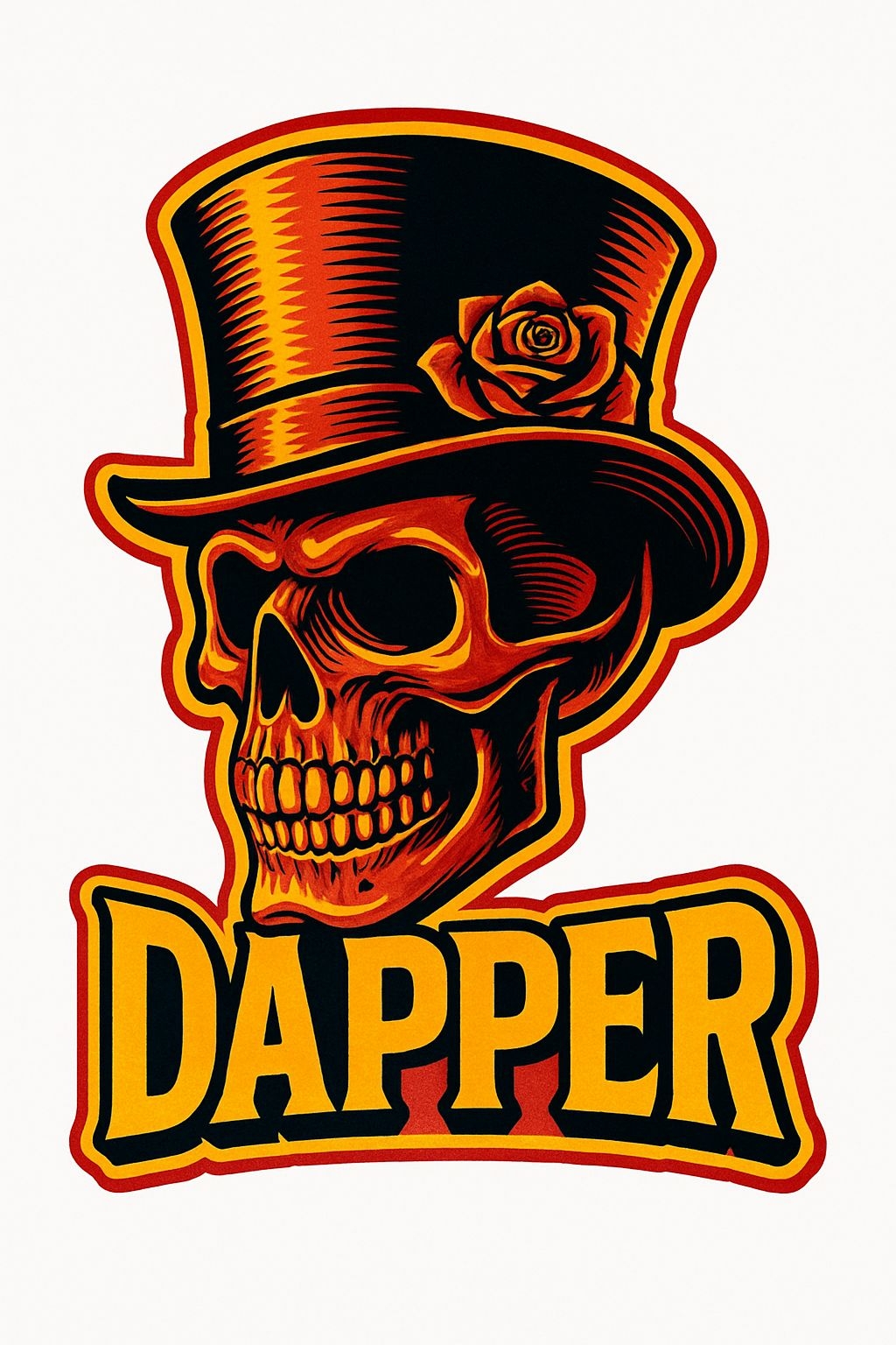 Dapper Skull with Top Hat and Rose Graphic T-Shirt