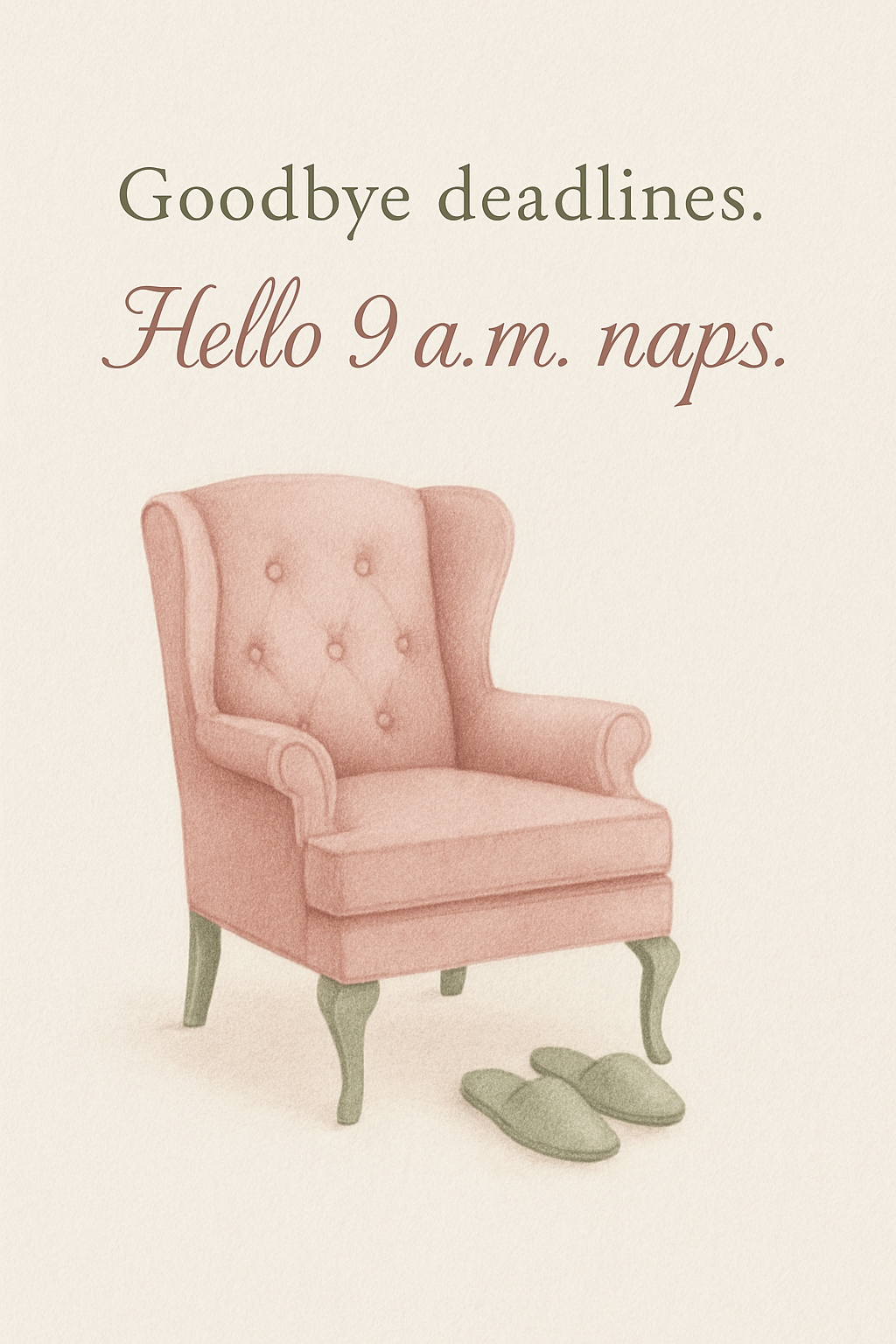 Cozy Pastel Pink Armchair with Naptime Quote Card Design Cards & Invites