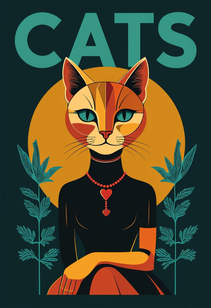 Stylized Anthropomorphic Cat Character Illustration Art
