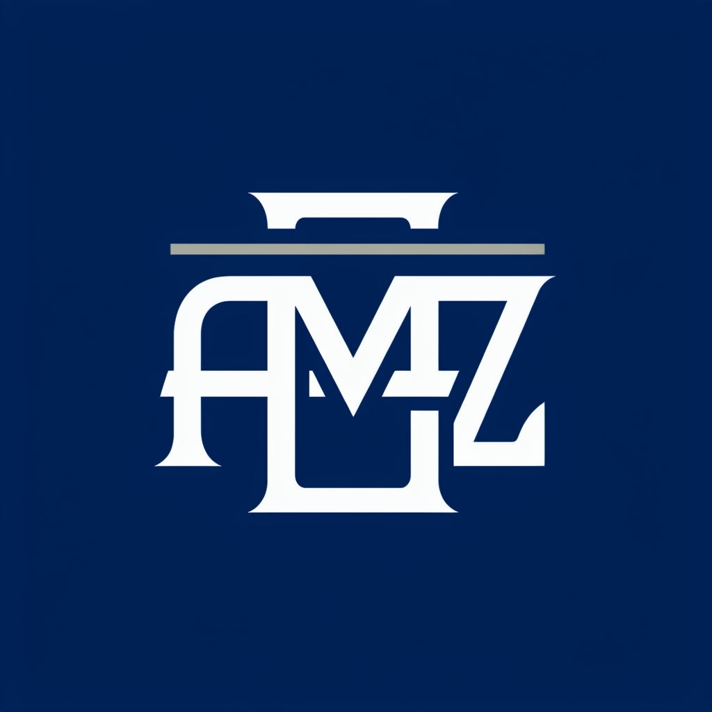 Bold Clean AMZ Monogram Logo Design on Navy Background Monogram