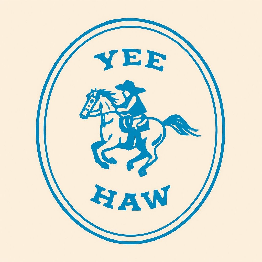 Vintage Cowboy YEE HAW Logo T-Shirt Design in Sky Blue