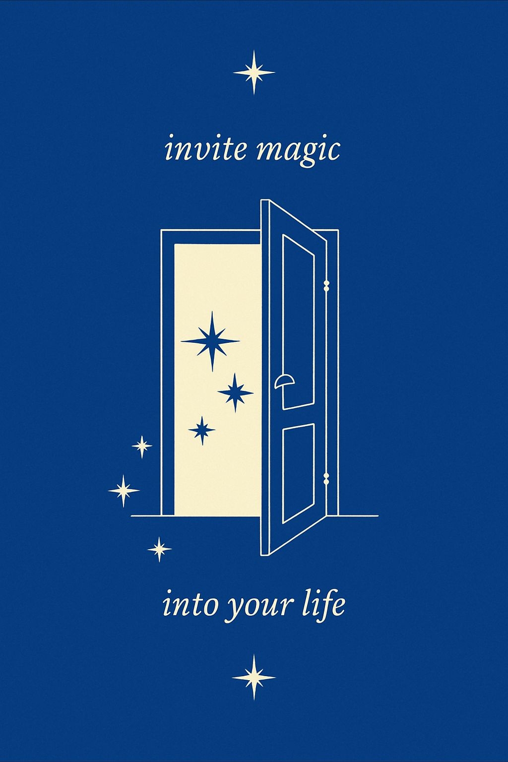 Enchanting Open Door Design with Magical Stars Poster