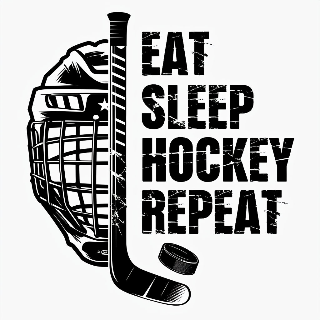 Motivational Eat Sleep Hockey Repeat Design T-Shirt