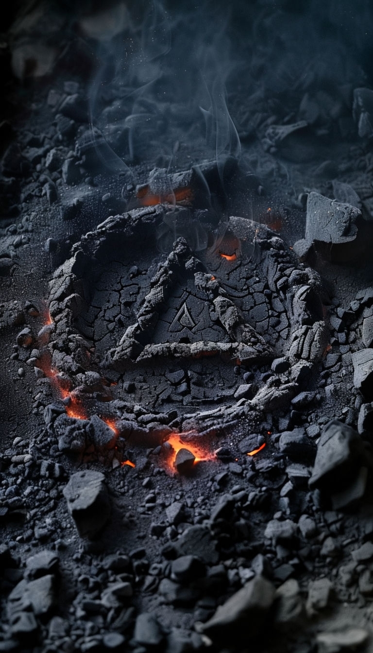 Dark Grunge Ash Textured Mobile Wallpaper with Glowing Embers