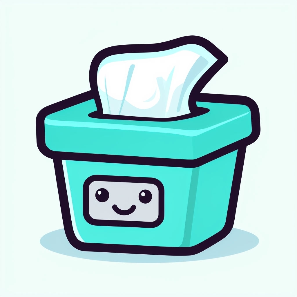 Cheerful Cartoon Facial Tissue Container Icon Sticker