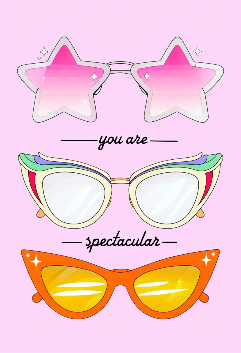 Playful Stylized Sunglasses Illustration with Inspirational Text Card