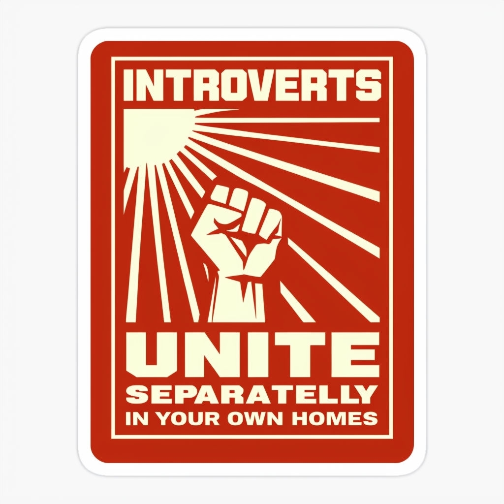 Bold Retro Propaganda Introverts Unite Sticker Design