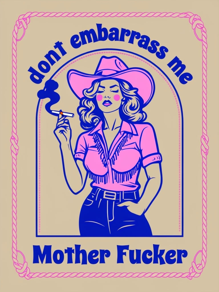 Retro Confident Woman with Cowboy Hat and Text Poster